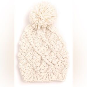 🌿 3 FOR $12: Knit Pom Beanie Hat in Ivory, NWT